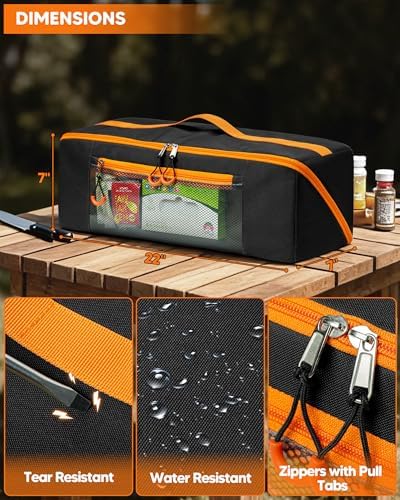 Marscamd 22” Grill Tool Storage Bag with Dual Inner Compartments, Black - Image 4