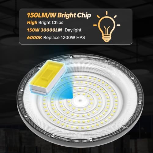 AIKVSXER 10Pack UFO LED High Bay Lights, 150W Shop Lights, 22500LM, 6000K - Image 2