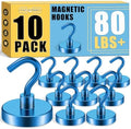 VNDUEEY Cruise Must Haves, 80 Lbs Magnetic Hooks, Cruise Magnets for Door, Travel Essentials, Magnetic Hooks for Hanging, Magnetic Hanger for Refrigerator, Kitchen, Classroom,Garage (Blue, Pack of 10) by VNDUEEY
