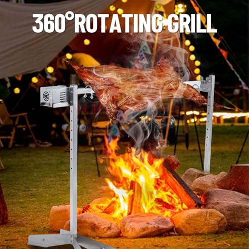 Stainless Steel Rotisserie Grill Kit – 132LB Capacity, 50W Motor, Adjustable 46" Spit – Charcoal BBQ Roaster for Pig, Lamb, Chicken – Outdoor Electric Roaster for Backyard & Camping – - Image 4