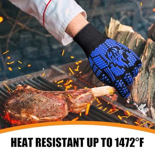 BBQ Gloves, 1472°F Heat Resistant with Silicone Grip Oven Mitts - Image 4