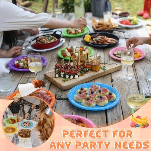 Plastic Plates 9 Inch Plastic Solid Round Party Dessert Dinner Plates for Weddings Party BBQs Birthday Camping and Anniversary (30, Purple) - Image 6