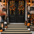 Striped Outdoor Rug 3'x5', Halloween Door Mat, Cotton Woven Washable by Sungea