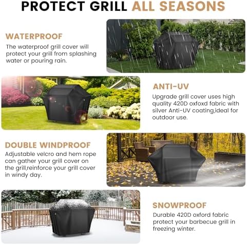 Grill Cover 52 Inch for Outdoor Grill, Waterproof＆UV-Proof Gas Grill Cover - Image 3