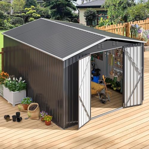 Polar Aurora 10x14 Outdoor Storage Metal Shed with Updated Frame Structure by PolarAurora