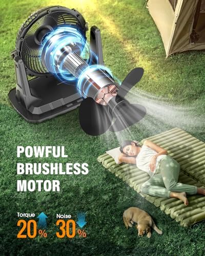 Ausic 9L Bucket Portable Misting Fan for Outdoors Patios, 30000mAh Rechargeable Battery Operated Camping Fan, 3 Strong Winds, 3 Large Spray Outlets, for Fishing/Travel/Garden Party/Golf/Tent/Office - Image 5