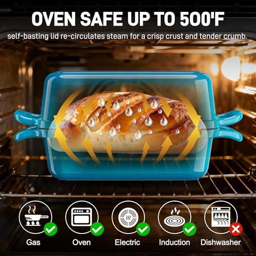 Enameled Cast Iron Sourdough Bread Dutch Oven-Emerald - Image 3