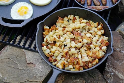 10.5 Inch Pre-Seasoned Cast Iron Skillet With Handle, Even Heat Distribution Frying Pan With Dual Pour Spouts, Multi-Use Cookware Compatible With Stovetop Grill Campfire For Home Outdoor Cooking - Image 6