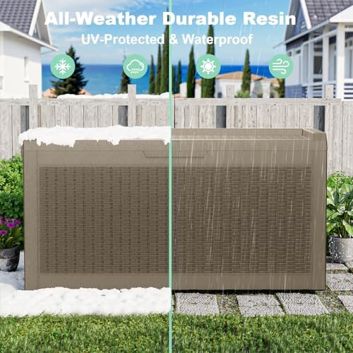 DRATO 70 Gallon Outdoor Storage Box Waterproof, Lockable Resin Deck Box for Patio Furniture, Pool Supplies & Garden Tools, Weatherproof Outside Storage Bin for Backyard Porch (Grey, 70 Gallon) - Image 3
