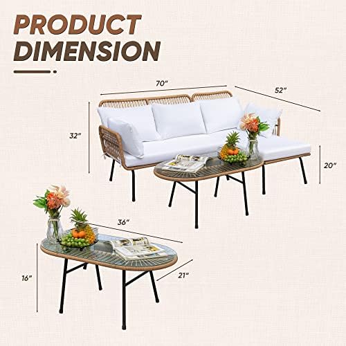 Devoko Outdoor Patio Furniture Set, Sectional Conversation Sofa Set - Image 3