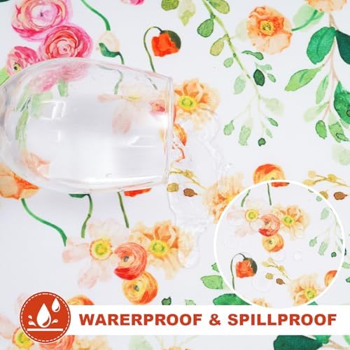 SquarePie Outdoor Tablecloth with Umbrella Hole Rectangle - 60x84 Inch Patio Table Cloth Waterproof Zipper Table Cover for Spring Summer Garden Camping Poolside Picnic BBQS, Rose Floral - Image 3