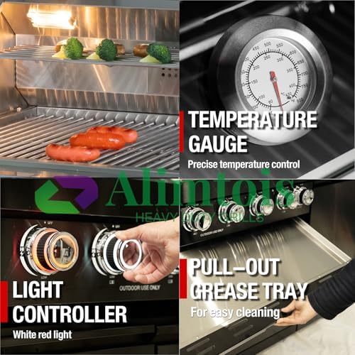 BBQ Island Outdoor Kitchen: 46-Inch 4-Burner 72000 BTU Modular Outdoor Grill Islands + Side Burner + Rotisserie + Granite Countertops for Backyard Family Gatherings Small Business - Image 4