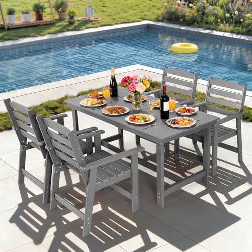 FUNBERRY Outdoor Dining Set, HDPE 5 Piece Dining Table Set with Chairs by FUNBERRY
