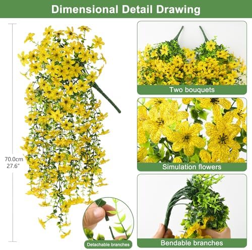 INQCMY Artificial Fake Hanging Flowers Plants for Outdoor Fall Decoration - Image 2