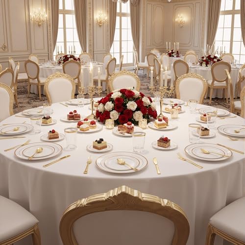 Fijinhom 175 Pcs Rose Gold Plastic Plates for 25 Guests, Disposable Plates - Image 3