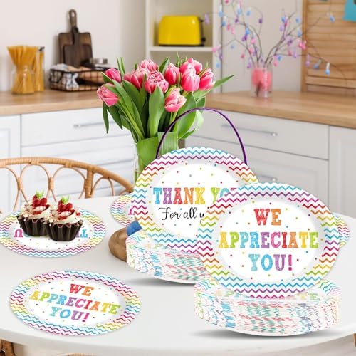 50 PCS Thank You Oval Paper Plates Large 11” Disposable We Appreciate You Party Decorations Volunteer Teacher Appreciation Supplies Favor Be Thankful to Teacher Grilling Gifts Party Tableware Set - Image 6