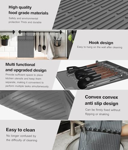 Silicone Grill Mat for Blackstone Griddle Accessories, 8-Slot Tool Mat - Image 5