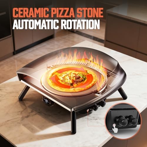16 Inch Propane Pizza Oven,Outdoor Gas Pizza Oven with Rotating System and Integrated Thermometer,Propane Pizza Maker with Hose & Regulator,Include Pizza Shovel for Camping or Gathering - Image 5