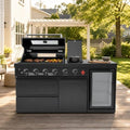 65" Modular Outdoor Kitchen Island,4-Burner 72,000 BTU Stainless Steel Propane Grill with Side Burner,Infrared Burner,Refrigerator,and Granite Countertop.Gas Grill for Backyard & Patio BBQ. by Unknown