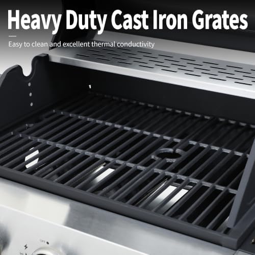 3-Burner Propane Gas Grill with Cast Iron Grates, 39,000 BTU - Image 3