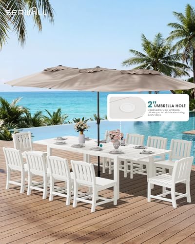 SERWALL Outdoor Expandable Dining Table, White - Image 5
