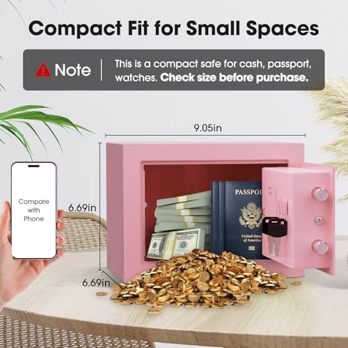 Goldenkey Small Kids Safe, Digital Mini Safes, Money Safe Box, Pink - Image 2