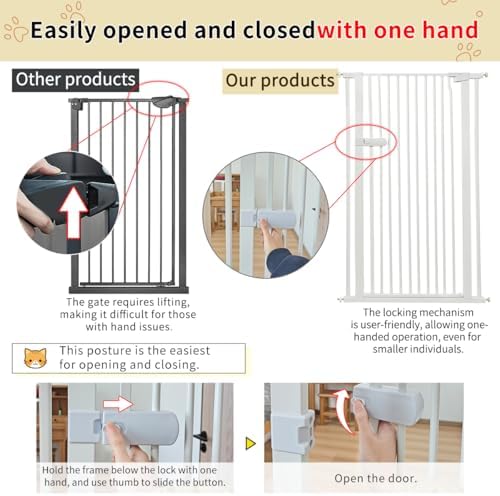 Lumizone Extra Tall Cat Gate 2025 New 55.12" High 29.92"-34.24" Wide + Height Extension Kit - Image 4