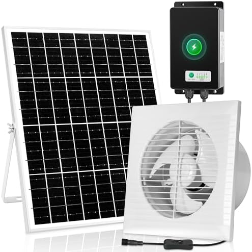 blessny 8" Solar Rechargeable Exhaust Fan for Greenhouse, Chicken Coop by blessny