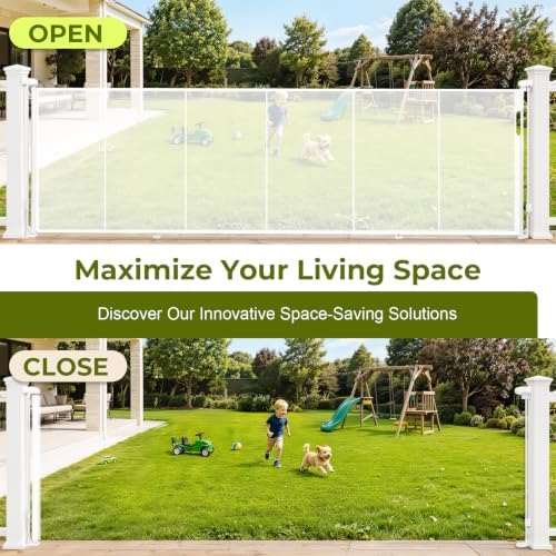 160" Extra Wide Retractable Baby Gates Dog Gate, 47" Tall Child Pet Safety Gate with Reinforced Strips for Stairs, Extra Long Garage Gates Mesh Fence for Driveway Decks Patio Outdoor Indoor - Image 6