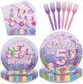 96Pcs Axolotl 5th Birthday Party Decorations for Girls, Serves 24 by Greencian