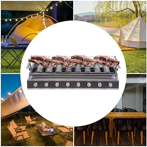 8 Burners BBQ Gas Grill, Commercial Gas Grill Griddle, Gas Indoor/Outdoor Grill BBQ Grill with Temperature Control, Flat Hotplate Smokeless Grill - Image 7