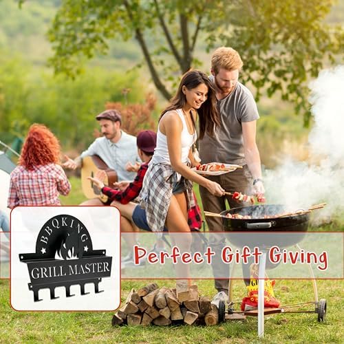 BBQ Tool Holder Wall Mount, Grill Utensil Holder with 5 Hooks, for Backyard - Image 6