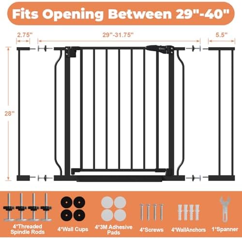 Baby Gate Auto Close, 29"-40" Dog Gate Indoor for Stairs & Doorways - Image 6