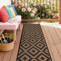 SAND MINE Reversible Mats, Plastic Straw Rug, Modern Area Rug, Large Floor Mat and Rug for Outdoors, RV, Patio, Backyard, Deck, Picnic, Beach, Trailer, Camping, Black & Brown, 2.5' x 8' by SANDMIND