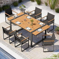 Full Grounded Outdoor Dining Set, Aluminum Patio Table and Chairs by Oasbira