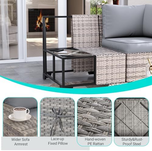 Outdoor Patio Furniture Set PE Wicker Rattan Outdoor Sectional Sofa - Image 4