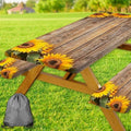 Sunflower Picnic Table Cover with Bench Covers, Waterproof Windproof, Camping Essentials, Fitted Tablecloth Cover with Elastic Edge, for Indoor & Outdoor, Garden, Camping, 3 Pieces Set, 30x96 Inch by Xguatan