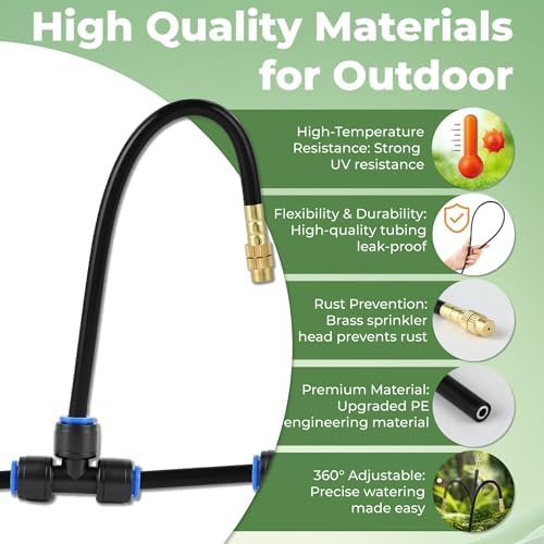 120FT Drip Irrigation System for Garden: Quick Connect 1/4" PE Tubing 18Pcs Automatic Water Sprinkler Kit Adjustable Misting Part Watering Hose, Outdoor Raised Bed Plants Flower Yard Greenhouse - Image 6