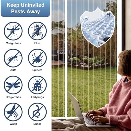 METAONLY Magnetic Screen Door Mesh, Works for Patio, Sliding Door, Keeps Bug Mosquito Out, Fresh Air Flow, Fits 30" x 80" Door - Curtain Size 32" x 82", White - Image 5