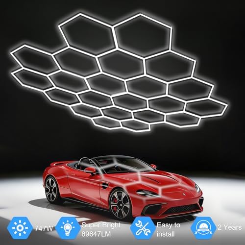 MODERN 22-Grid Hexagon LED Garage Lights, 89640 Lumens 6500K, Octagon Honeycomb Design for Garage, Workshop, Gym & Warehouse (83-Pack, White) - Image 2
