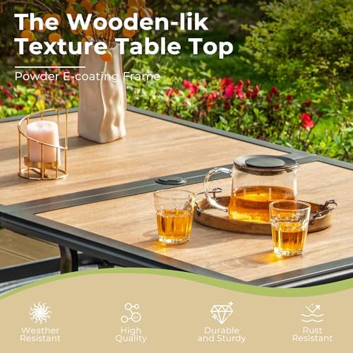 MIXPATIO Outdoor Dining Table for 6, Metal Table w/Umbrella Hole - Image 6