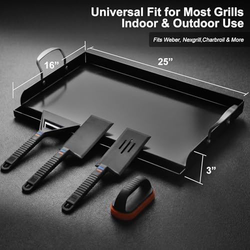 Pre-Seasoned Cast Iron Griddle, 25 x 16 in Flat Top Plate - Image 5