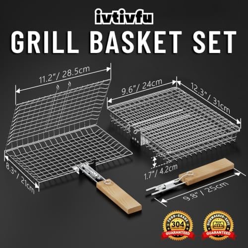 Nesting Grill Basket Set, BBQ Accessories, Outdoor Camping, Gifts for Men - Image 2