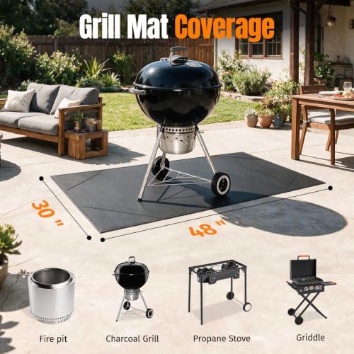 SHINESTAR 48×30 Inches Under Grill Mats for Outdoor Grill Deck Protection - Image 2