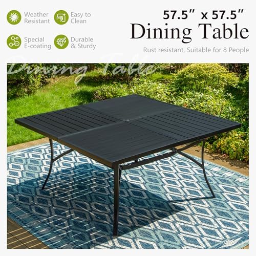 Sophia & William Outdoor Dining Set for 8 w/Square Metal Table, Brown - Image 6