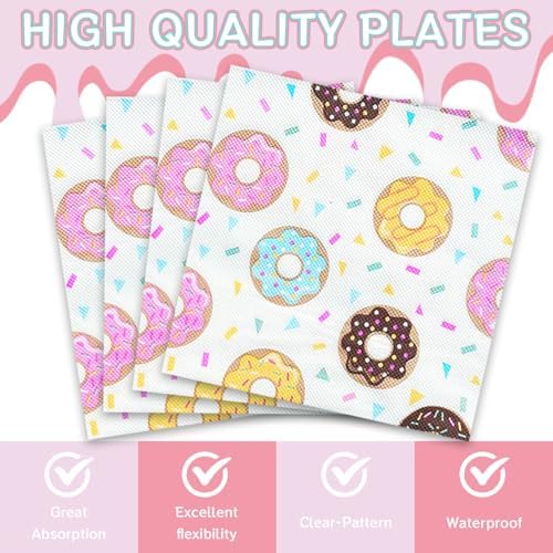 40pcs Donut Party Supplies,include 20 Dessert plate and 20 Napkin,Sweet one Party Plate Napkin Set,Used for Candyland Party Decoration - Image 4