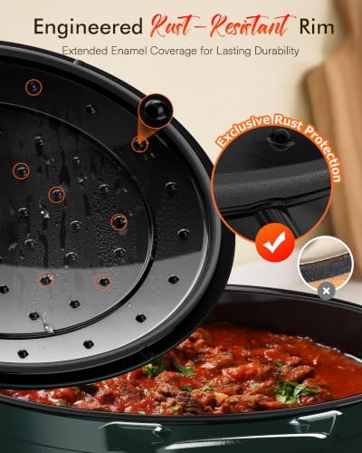 Nuwave 6 Qt PFAS-Free Enamel Cast Iron Dutch Oven Pot with Lid, Pine Forest - Image 4