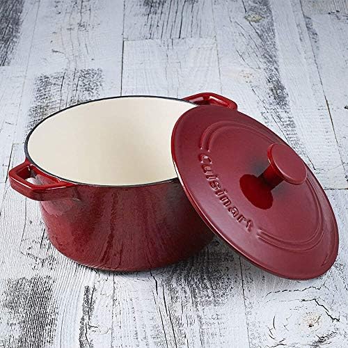 Cuisinart Chef's Classic Enameled Cast Iron Dutch Oven with Lid, Porcelain Enameled Interior, Oven Safe, Induction Compatible, 3-Quart, Round, Cardinal Red - Image 3