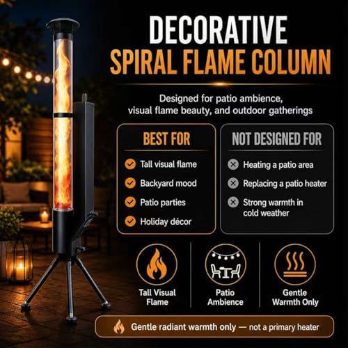 63" Outdoor Spiral Flame Fire Pit, Smokeless Visual Flame Patio Stove with Safe-Guard Kit, Low Heat Output Ambience Fire Column for Backyard, Garden, Patio, Party, Bonfire - Image 2