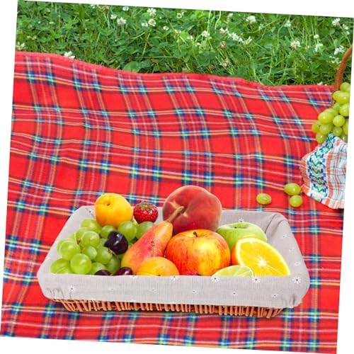 DECHOUS Xmas Wicker Storage Basket with Linen Lining for Bread Fruits - Image 4